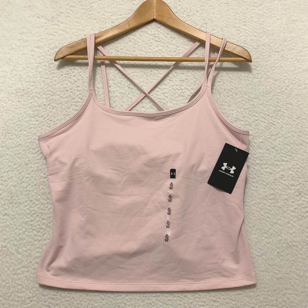 Under Armour Movement Strappy Tank Pink XL 1390529 Fitted Athletic Top NWT!